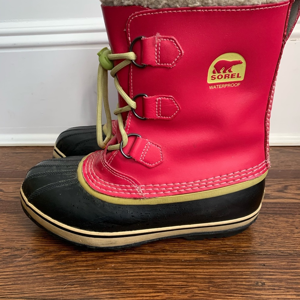 Sorel Pink Winter Snow Boot Faux Fur NY1443-600 Youth Size US 6